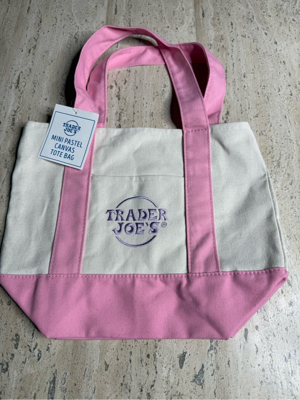 Trader Joe's Pastel Pink Mini Canvas Tote